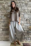 Arbi Gingham 7/8 Barrel Pant Mocha